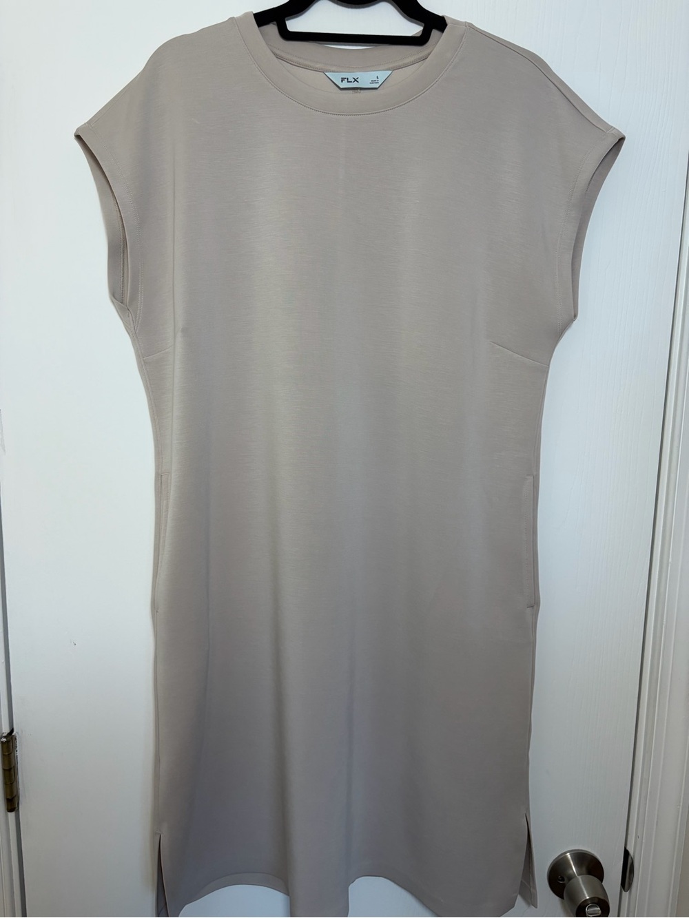 FLX Taupe Cap-Sleeve Shift Dress